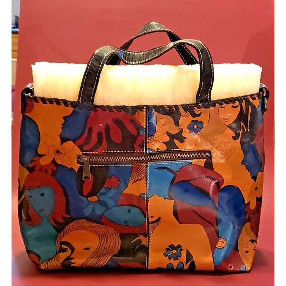 Patricia Nash Leather Purse / Shoulder Bag / Tote - Pattern Faces - HTF - Picture 3 of 6